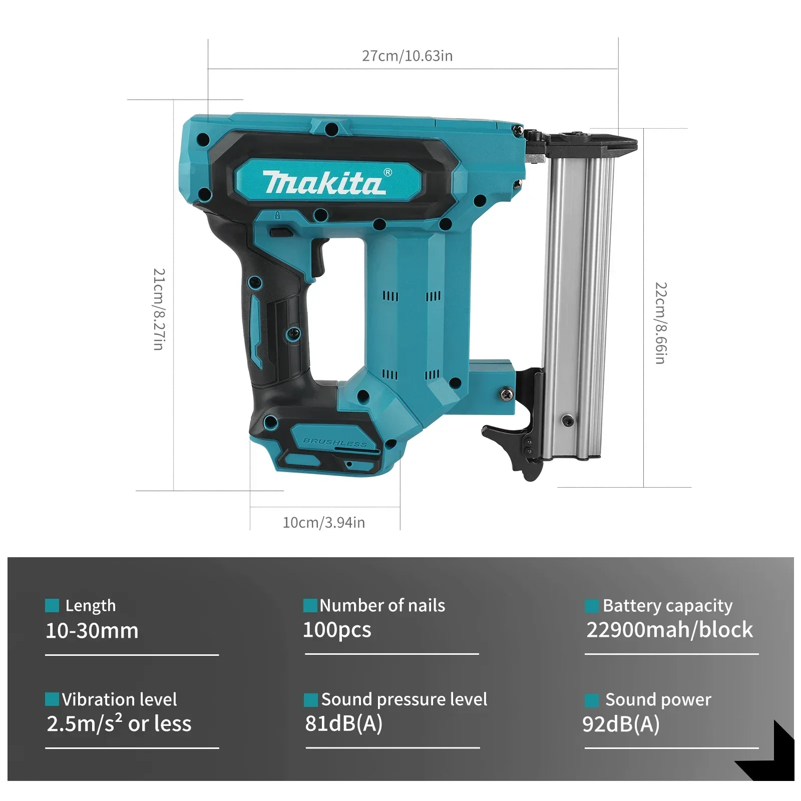 Makita 18V 100-Nail Capacity Lithium-Ion Nail Gun - Drills & Drivers - <p>Powerful cordless nail gun from Makita, ideal for flooring, shelving, and var...