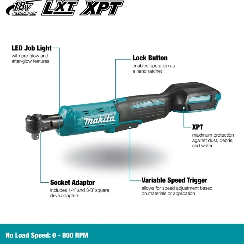 Аккумуляторный ключ с храповым механизмом MAKITA 18V LXT — привод 6,35 мм, 47,5 Нм - Drills & Drivers - <p>Разблокируйте быстрое крепление с точным моментом затяжки с помощью аккумулят...